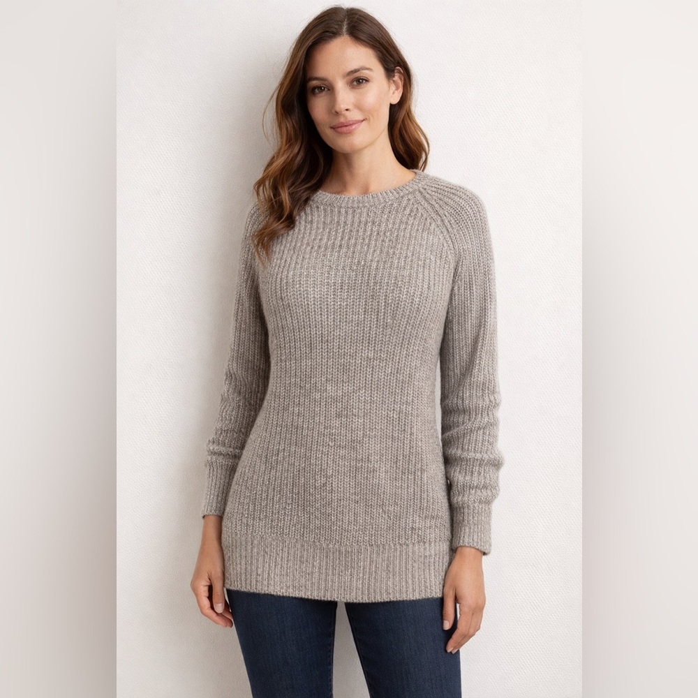 Ellen Tracy Beige Chunky Knit Raglan Sleeve Sweater – Size L